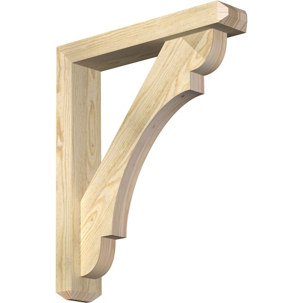 Ekena Millwork Olympic Craftsman Rough Sawn Bracket w/ Offset Brace, Douglas Fir, 4"W x 20"D x 24"H BKT0402X20X24OLY04RDF - main